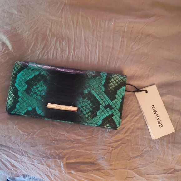 BRAHMIN Ady Wallet in Blue Waterford Genuine Leather - Picture 10 of 12